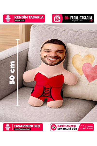 Motto Gift Kişiye Özel Fotoğraflı Esprili Komik Gecelikli Peluş Oyuncak Yastı...