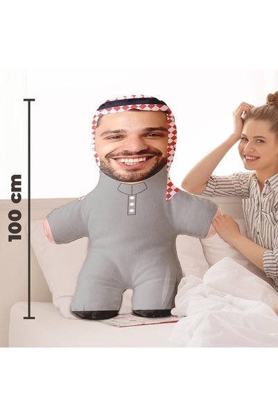 Motto Gift Kişiye Özel Fotoğraflı Arap Şeyhi Peluş Oyuncak Yastık Esprili Kom...