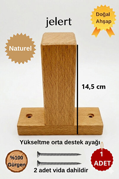 Jelert Masif Gürgen Ahşap 14,5 cm Mobilya Yükseltme Destek Ayağı, T-Naturel, ...