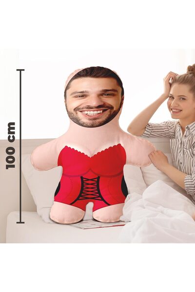 Motto Gift Kişiye Özel Fotoğraflı Esprili Komik Gecelikli Peluş Oyuncak Yastı...