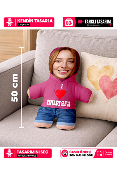 Motto Gift Minik Sevgilim Peluş Oyuncak Yastık Kişiye Özel Fotoğraflı Sevgili...