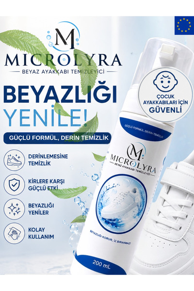 microlyra Beyaz Ayakkabı Kir Temizleyici Köpük Sprey - Deri, Suni Deri, Bez, ...