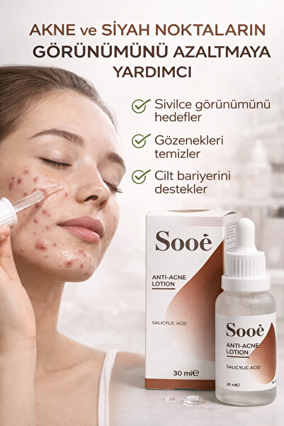 Sooê Salisilik Asit BHA Serum — Siyah Nokta, Akne ve Gözenek Karşıtı Yağlı Cilt Bakım Serumu 30 ml