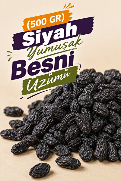 ÜLKÜ KURUYEMİŞ (500 GR) Siyah Yumuşak Besni Üzümü Hediyelik Tatlı Atıştırmalık