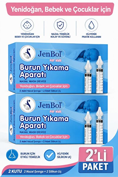 Jenbol Bebek Burun Yıkama Enjektörü 2'li Nazal Aspiratör Şırınga Temizleme Ap...