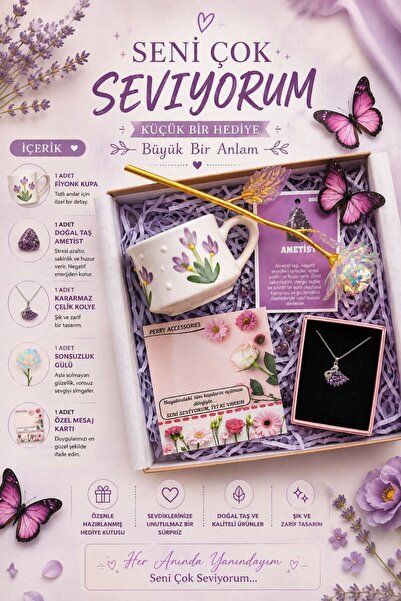 Le Manolia Accessories kararmaz çelik mor kuğu kolye ,sonsuzluk gülü ,ametist...