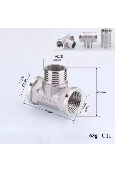 Choice11 1/2" Fe x M x Fe Tee 201/304 Stainless Steel 1/2", 3/4" BSP Threaded...