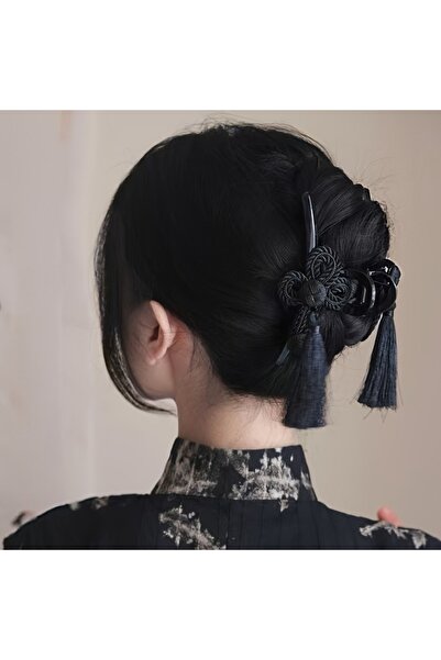 Choice Black New Chinese Style Ancient Style Hand Woven Tassel Acrylic Clip E...