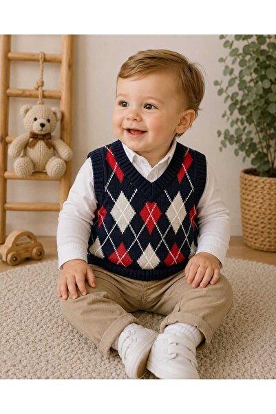 krm kerem bebe Baklava Patterned Baby Sweater