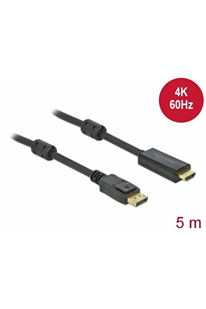 DELOCK Cablu activ 85958, DisplayPort 1.2 la HDMI, 4K, 60Hz, lungime 5 m, Negru