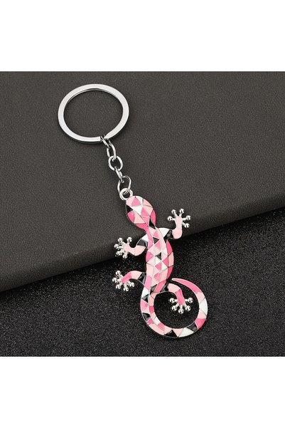 Choice Pink Chic Bright Pink Gecko Keychain - Cute Iron Alloy, Non-Tarnish Fi...