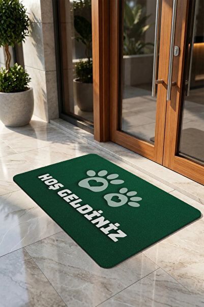 Valerine Life Κτηνιατρική Κλινική Πράσινο Χρώμα Welcome Pet Shop Door Mat 45x...