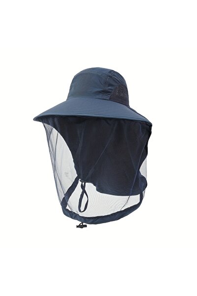 Choice dark blue UV Protection Hat with Face Mask Breathable Insect Protectio...
