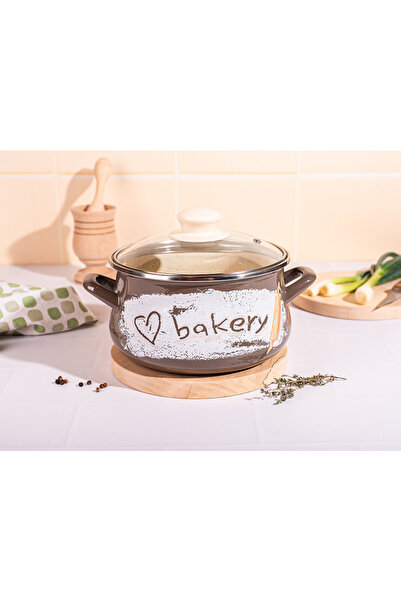 Metalac Oala 2.2l cu capac din sticla Bakery email/16cm/2.2l