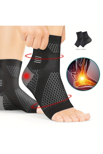 Choice1 S black 1Pair Ankle Compression Socks Compression Foot Sleeves with A...