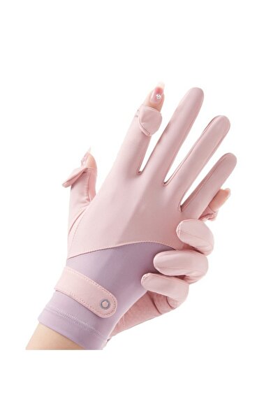 Choice pink Sun Protection Gloves For Women Breathable Sunscreen Ice Silk Glo...