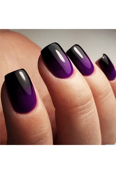 Choice WM224 24pcs/set short square ballet fake nails gradient blue purple gr...