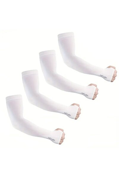 choice2 4 Pairs White 4 Pairs Summer Ice Silk Sun Protection Ice Sleeve Unise...