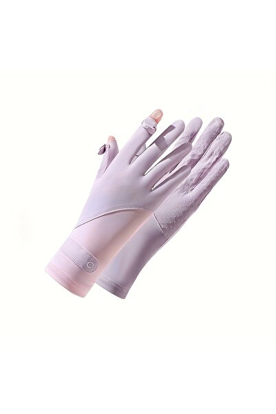 Choice purple Sun Protection Gloves For Women Breathable Sunscreen Ice Silk G...
