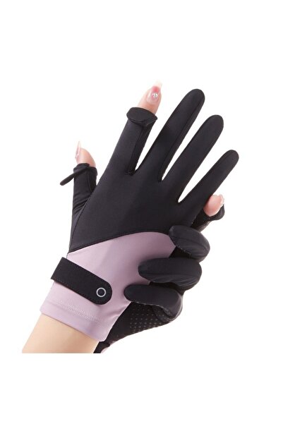 Choice black purple Sun Protection Gloves For Women Breathable Sunscreen Ice ...