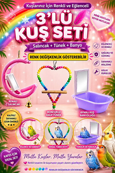 Petshop Aynalı G Salıncak + Kalpli Salıncak + Aynalı Küvet Banyoluk 3’lü Muha...