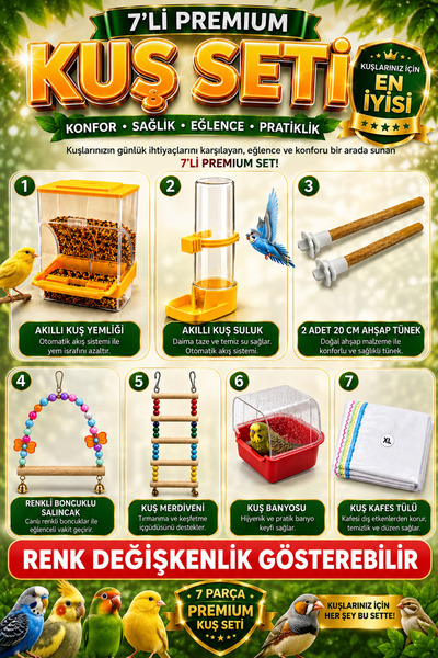 Petshop Akıllı Kuş Yemliği, Akıllı Kuş Suluğu, Muhabbet Kuşu Banyosu, 2 Adet ...
