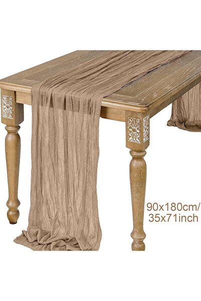 Choice khaki Semi-Sheer Gauze Table Runner Sage Cheesecloth Table Setting Din...