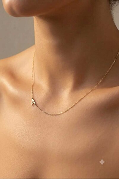 Papatya Silver 925 Ayar Gümüş Minimalist Tüm Harfler Asimetrik Kolye