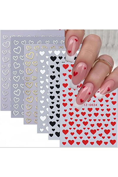 Choice Random style 3pcs 3 Sheets Hearts Nail Stickers Self Adhesive Heart Na...