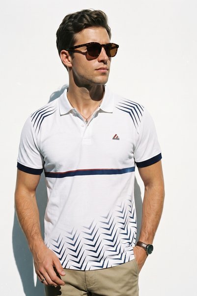 Tommy Crosse Men's Regular Line Detailed 100% Cotton Polo Collar Tshirt
