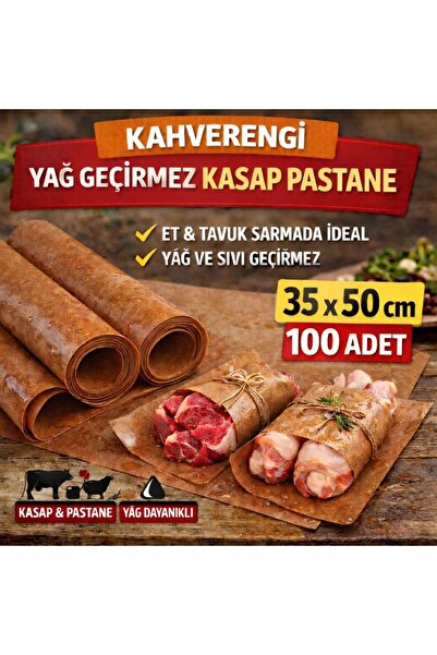 Orbak Kağıtçılık Brown Oil-Proof Butcher Pastry Paper 35X50 cm Meat Chicken W...