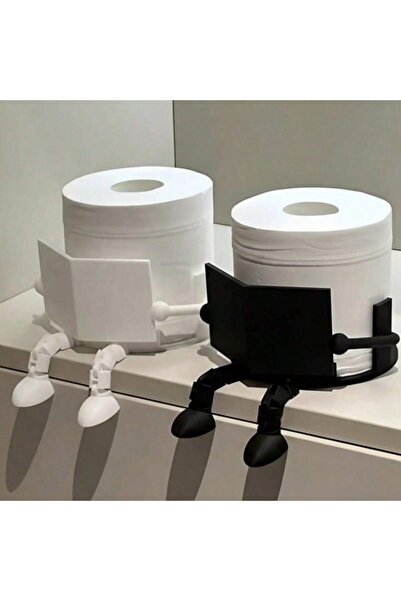 Choice Black and White Creative Toilet Paper Holder Stand - Fun Sitting Postu...