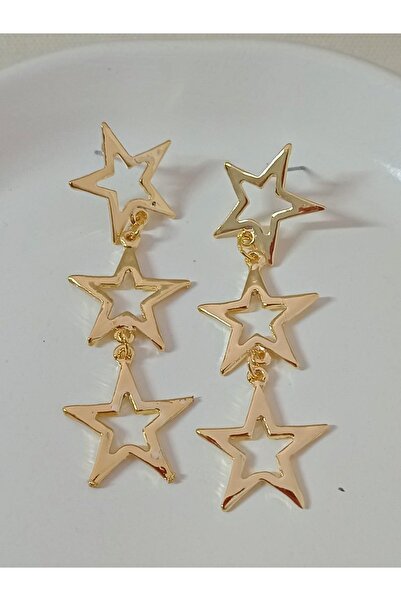 mos&more Gold Yıldızlar Şık Kadın Küpe