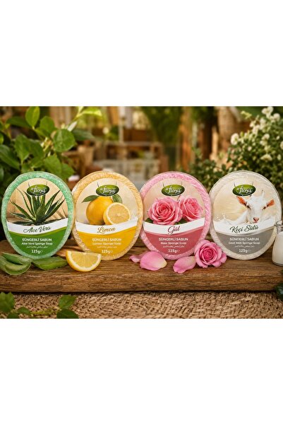 PEKPLUS Doğal Süngerli Sabun 100GR. 4'lü Paket (Argan,Kolojen,Salyangoz,Eşek ...