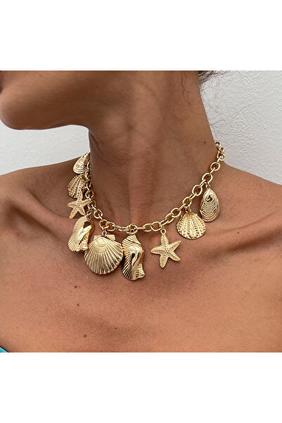 Choice1 Gold Color Ingemark Creative Metal Starfish Scallop Pendant Choker Ne...