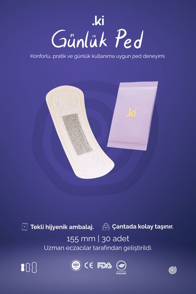 ki Premium Günlük Hijyenik Ped 155 mm - 30'lu %95 Pamuk %5 Bambu