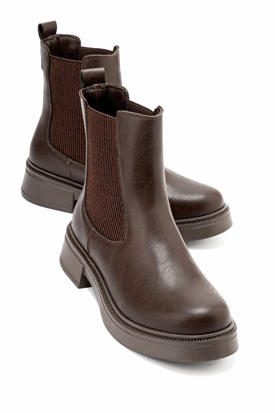 babiva Women's Brown Side Elastic Chelsea Boots