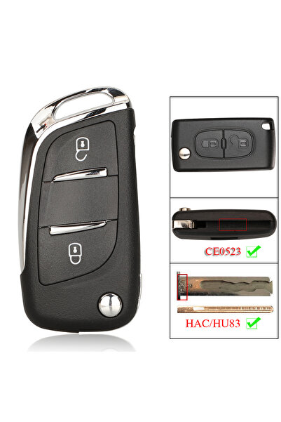 choice2 for Peugeot 2B HAC-HU83 Ce0523 Jingyuqin 2/3Buttons Modified Remote C...