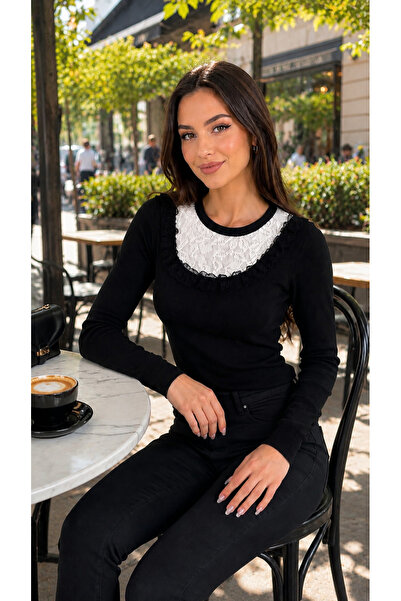 LİVATEX Knitwear with Lace Collar