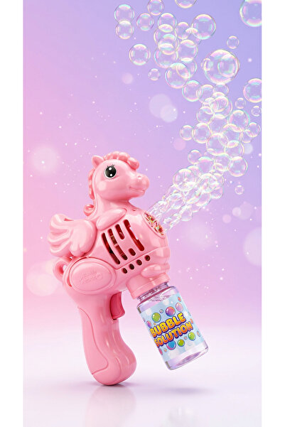 KanatGo Otomatik Köpük Tabancası Işıklı Pegasus Unicorn Baloncuk Makinesi Çoc...
