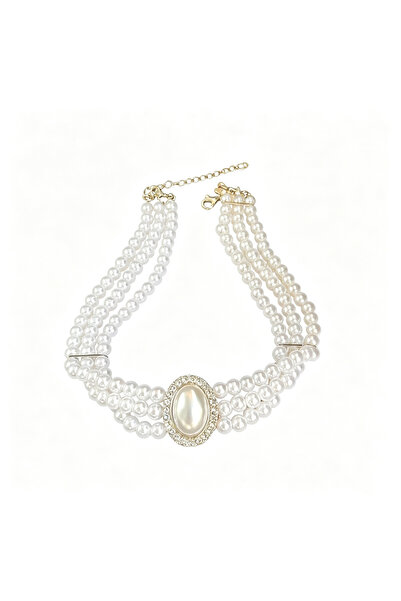 Generic Brand Women Multi‑Strand Simulated Pearl Choker Necklace, Alloy Vinta...