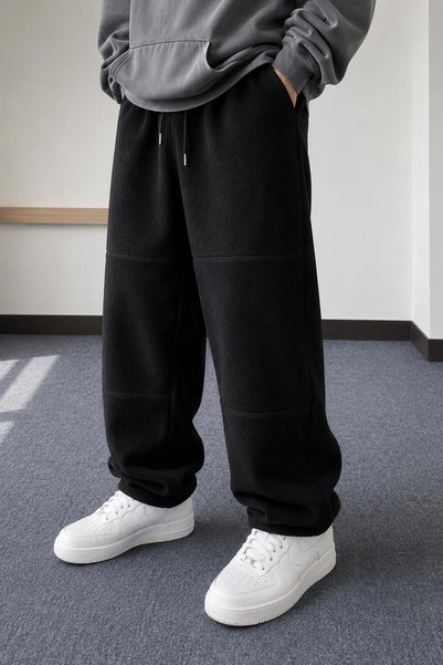 SALIENDO Polar Fabric Men's Black Sweatpants