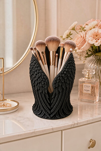 Belupa Melek Kanatlı Dekoratif Makyaj Fırçalık Organizer Kalemlik 14 Cm