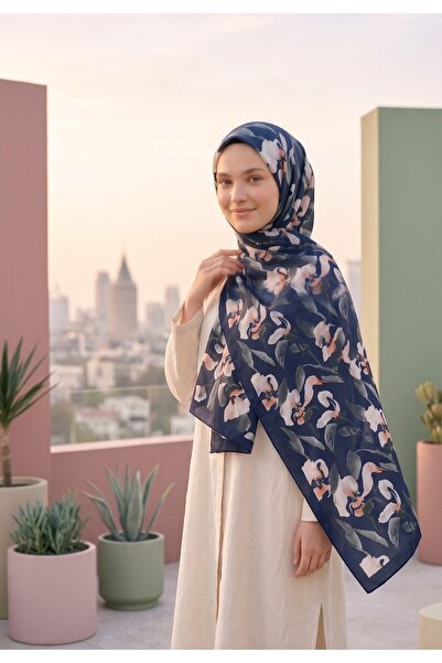 tuaipek Organic Viscose Silk İnci̇ra Shal - Floral Patterned
