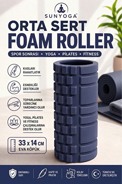 SUNYOGA Rolă de spumă pentru masaj, rigidă medie – Relaxant muscular după spo...