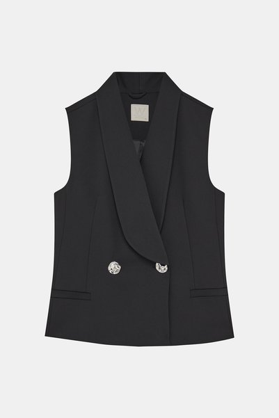 W Collection SİYAH ASİMETRİK YAKA YELEK