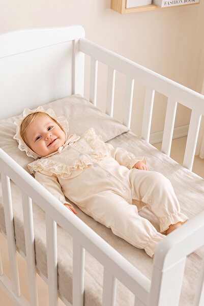 Babymod 100% Cotton Baby Girl Romper with Guipure Hat and Collar