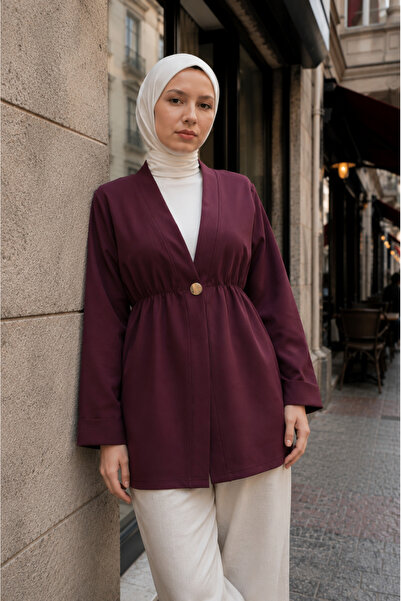 bellura Beli Lastikli Kolu Katlamalı Düğmeli Krep Kimono