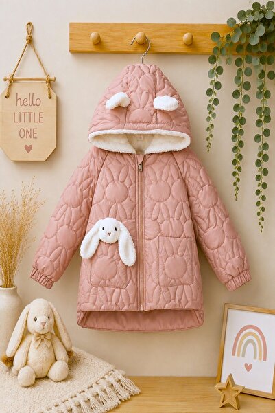 DeKuBaby New Season Plush Rabbit Toy Inside Fur-Lined Pocket Hooded Quilted W...
