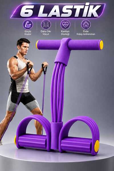 Asel Aksesuarcı 6 Tüplü Body Trimmer Mekik Çekme Aleti Evde Spor Egzersiz Las...